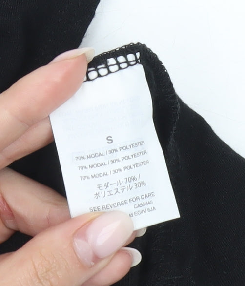 J.Crew Women Black Cropped Tie Front T-Shirt Size S Casual Top