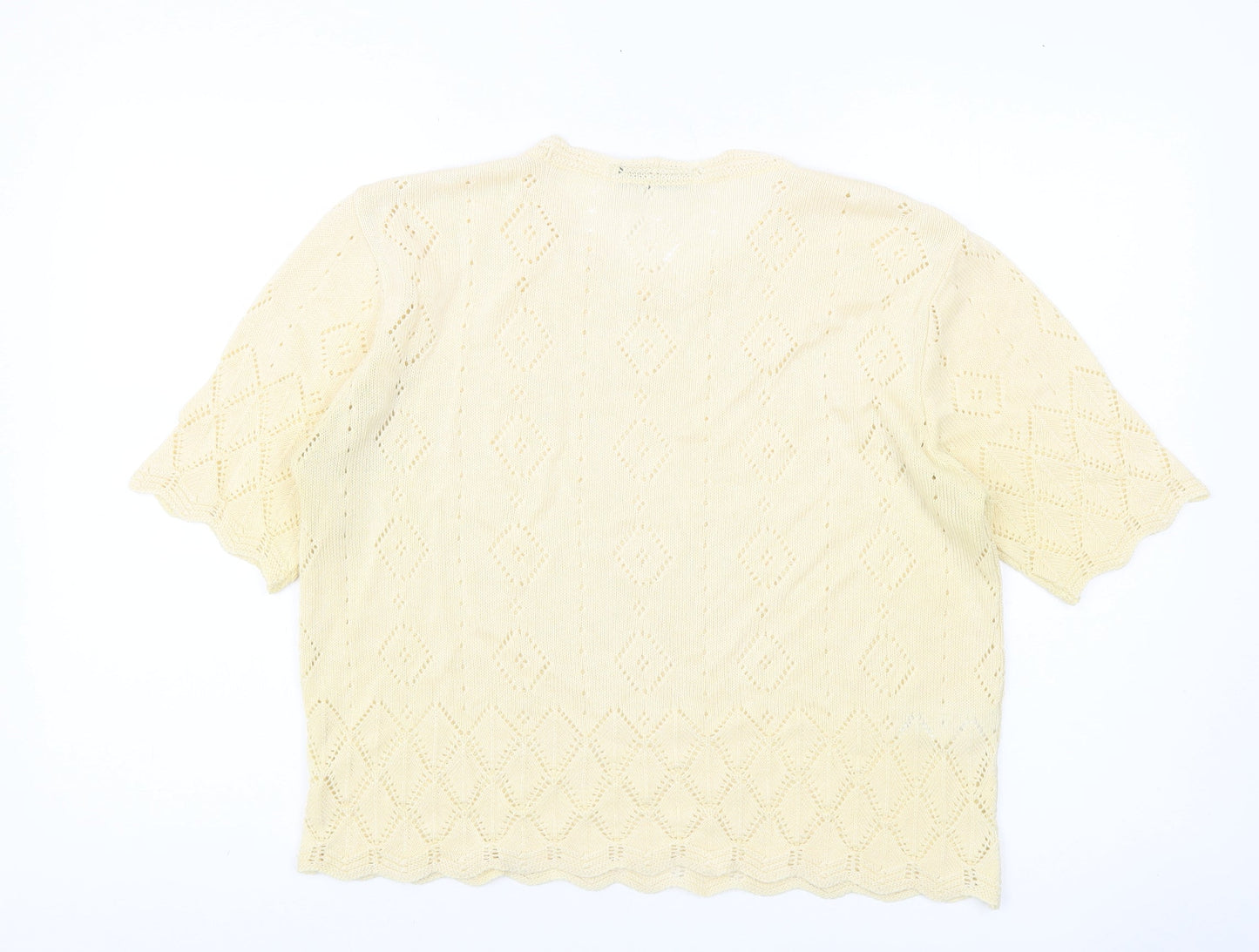 Marks and Spencer Women’s Yellow Knit Open Jumper Size 16 Vintage