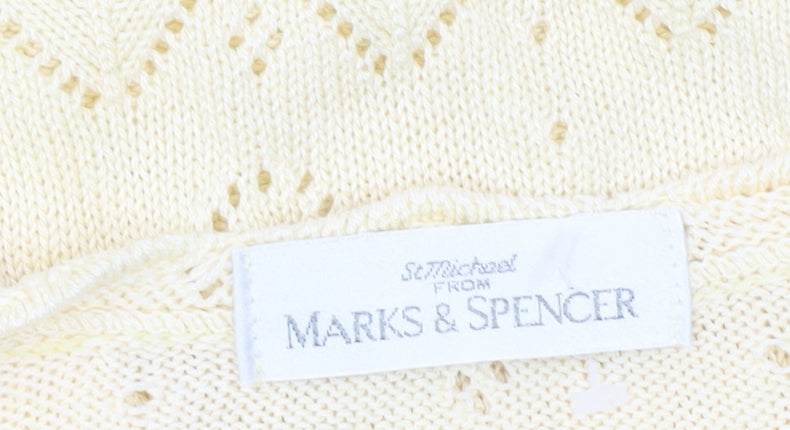 Marks and Spencer Women’s Yellow Knit Open Jumper Size 16 Vintage