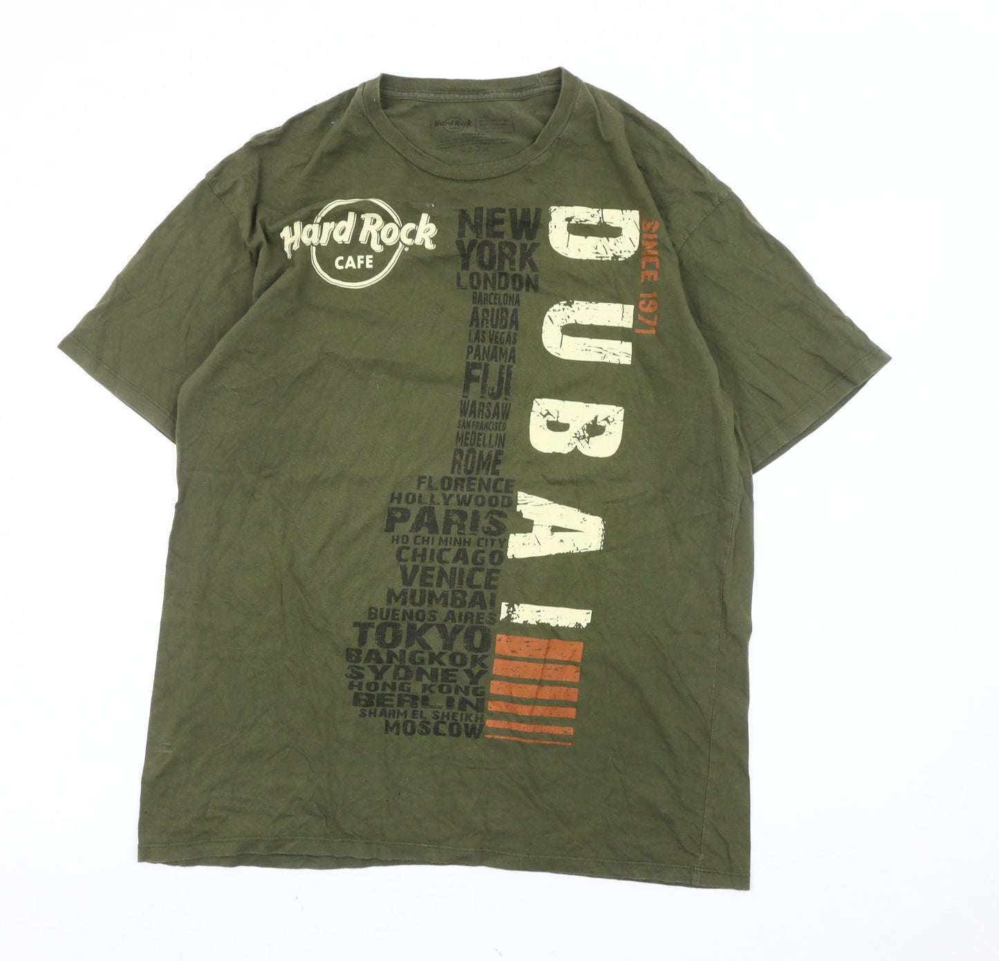 Hard Rock Cafe Dubai Men's Green L Graphic Print T-Shirt