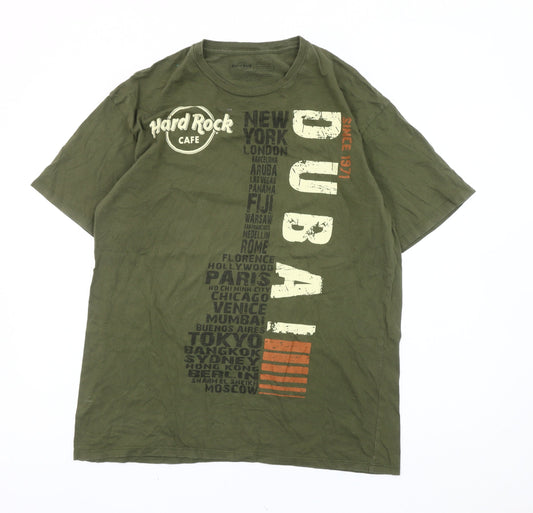 Hard Rock Cafe Dubai Men's Green L Graphic Print T-Shirt