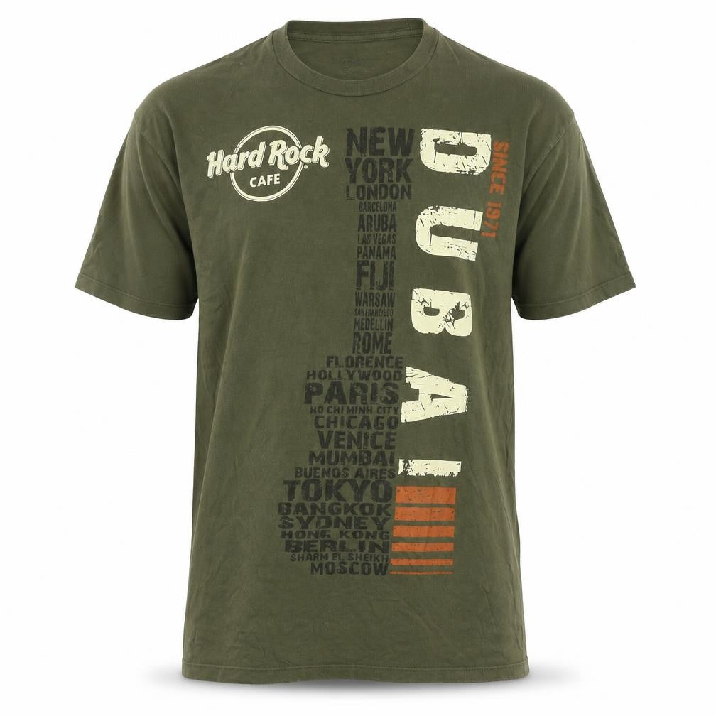 Mens UK Size L Hard Rock Cafe Green  Cotton T-Shirt