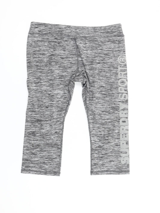 Superdry Womens Grey Capri Leggings Size M Slim Fit Gym Training