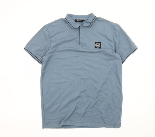 Firetrap Men’s Blue Polo Shirt L Regular Fit Short Sleeve Cotton