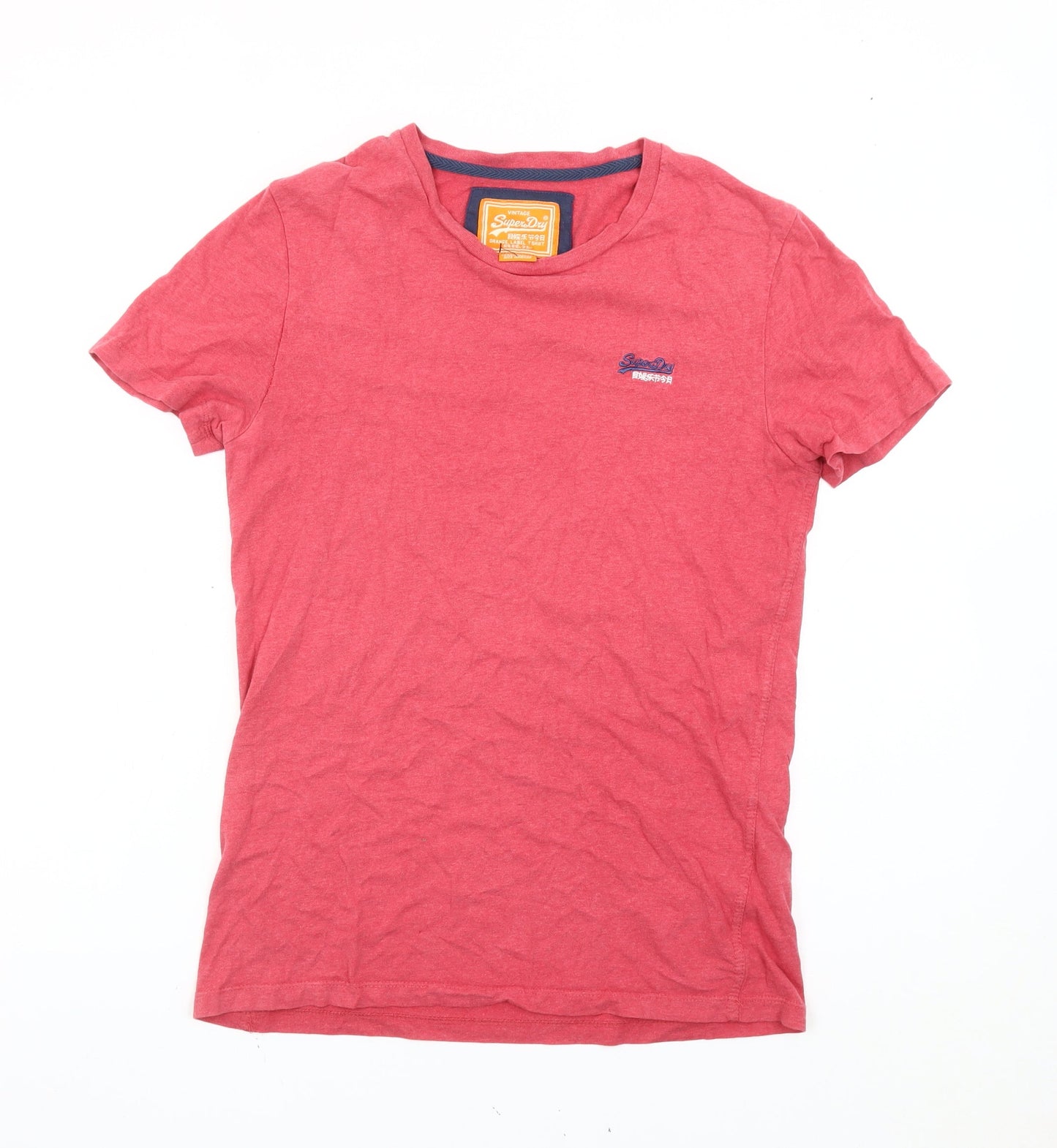 Superdry Men’s Red Crew Neck Cotton T-Shirt Size M Classic Logo