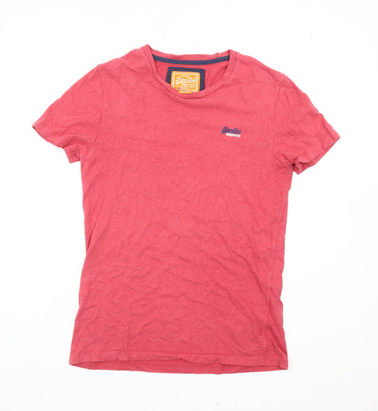 Superdry Men’s Red Crew Neck Cotton T-Shirt Size M Classic Logo
