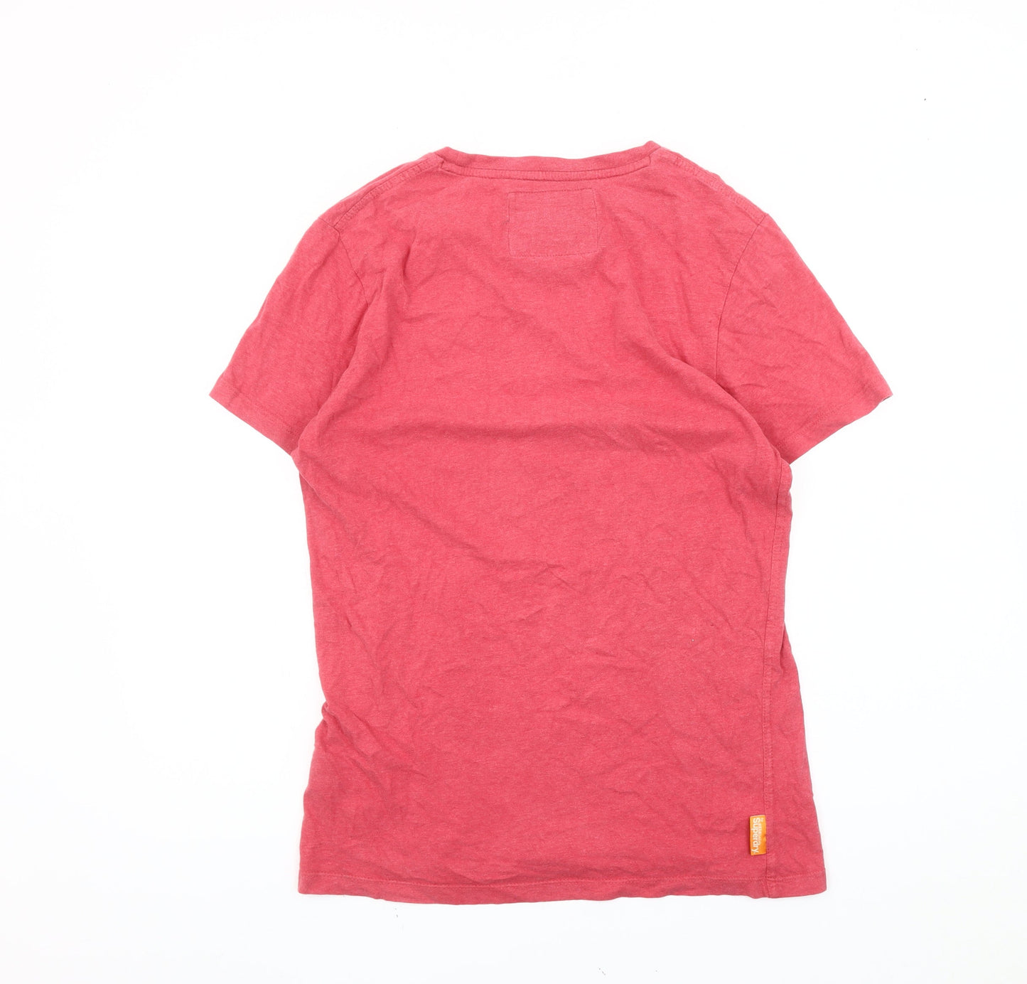 Superdry Men’s Red Crew Neck Cotton T-Shirt Size M Classic Logo