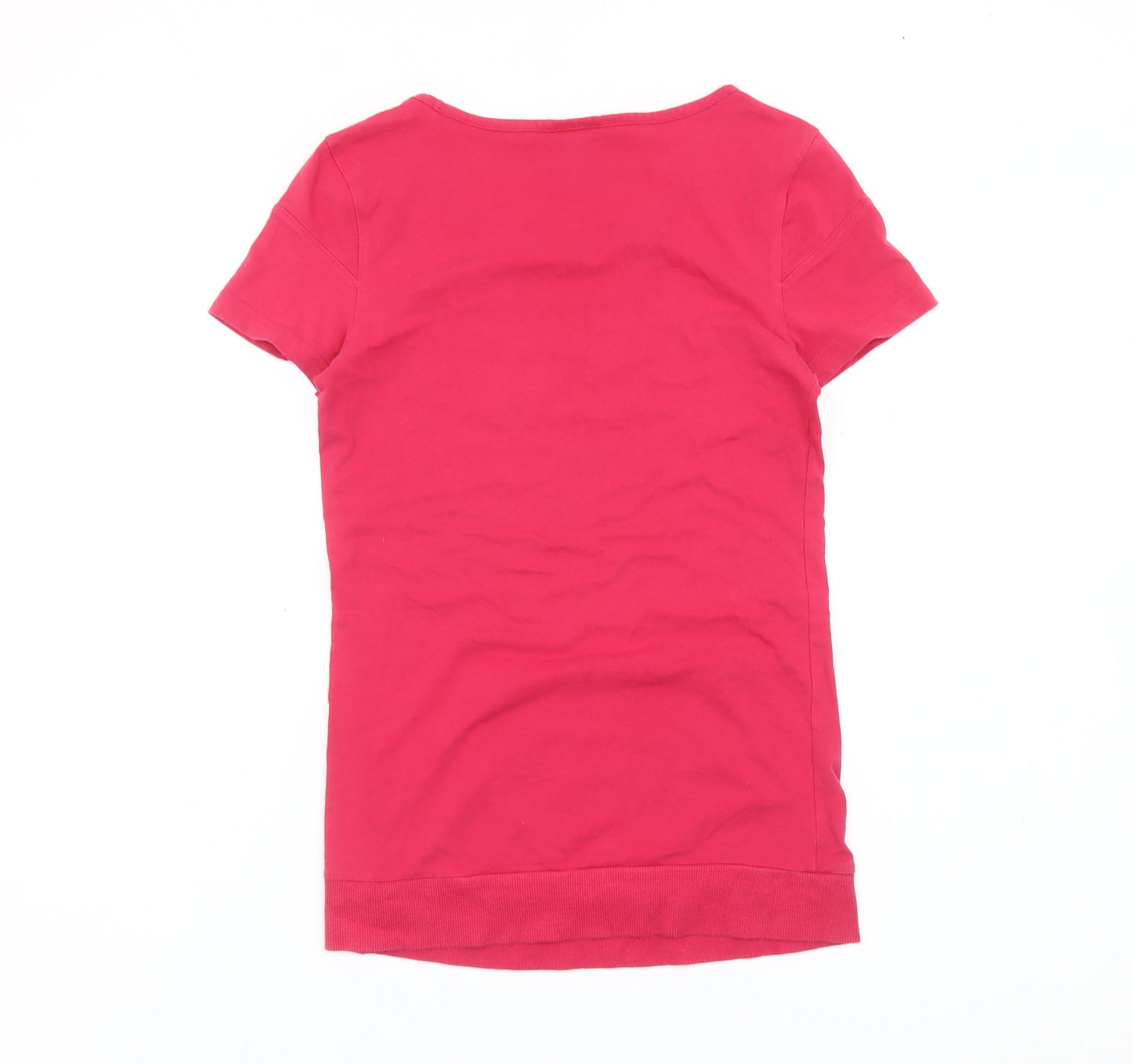 Adidas Womens Pink Slim Fit T-Shirt Size 8 Short Sleeve Logo Sports Top