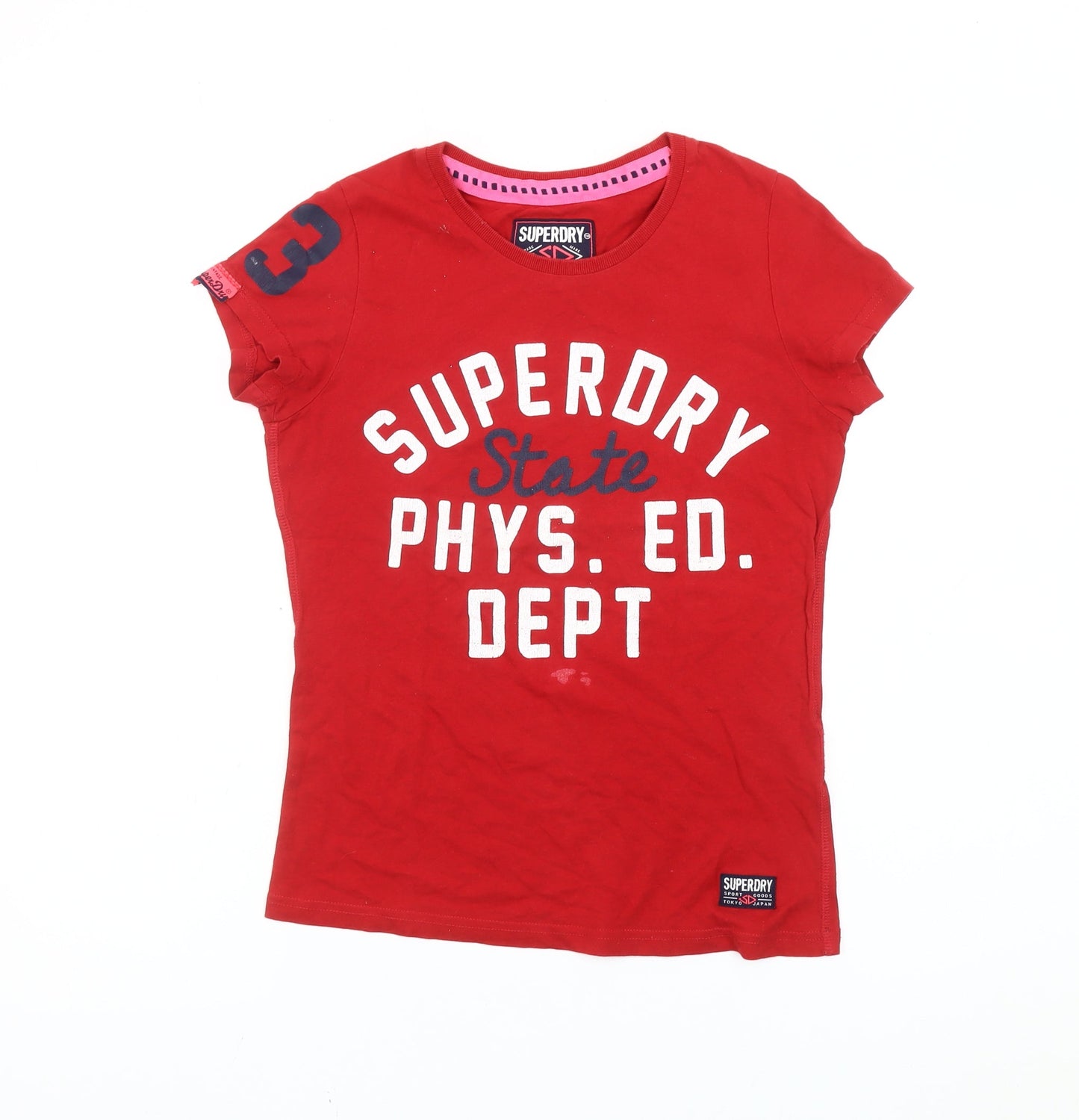 Superdry Womens Red Cotton T-Shirt S Casual Sports Style