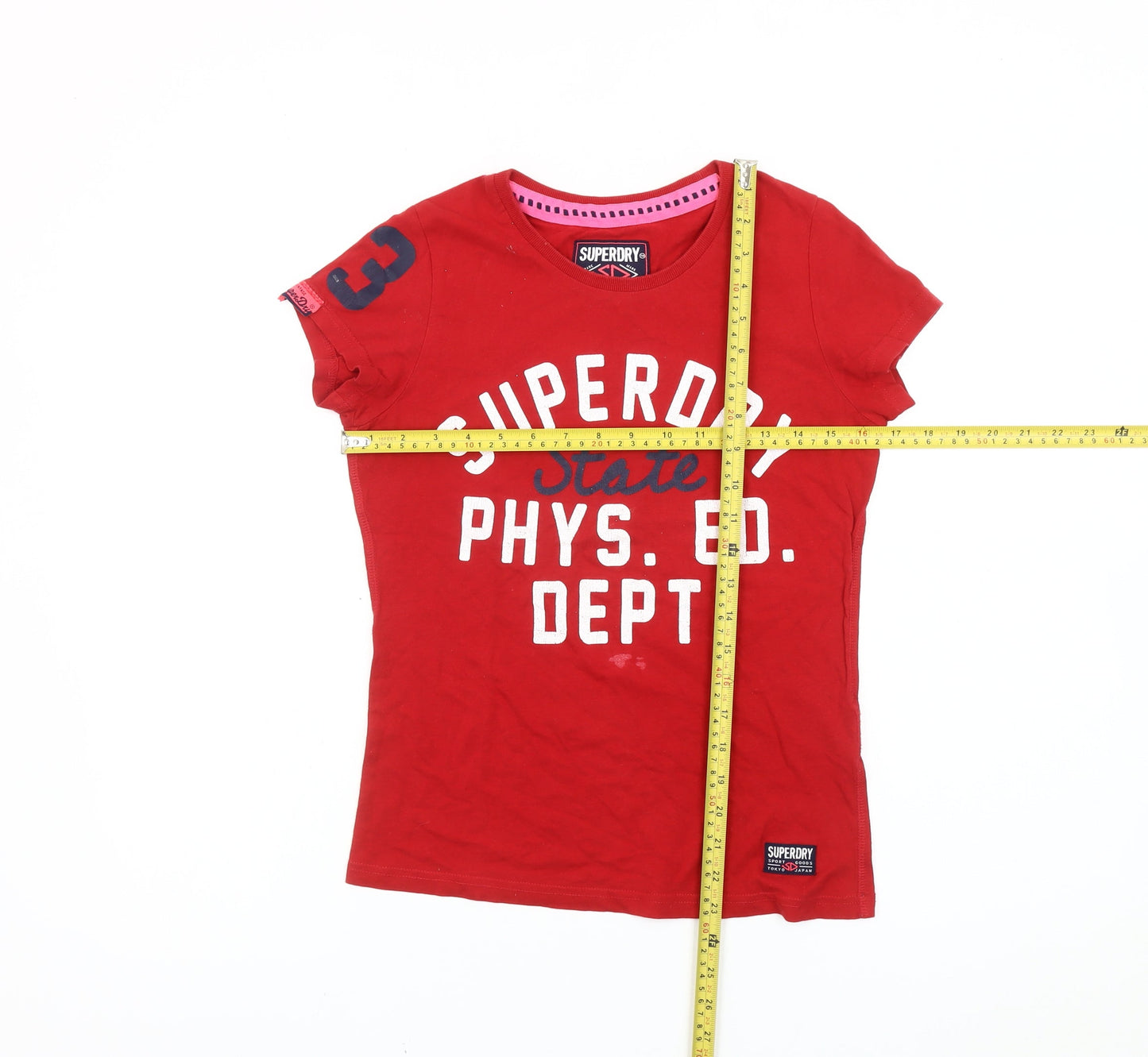 Superdry Womens Red Cotton T-Shirt S Casual Sports Style