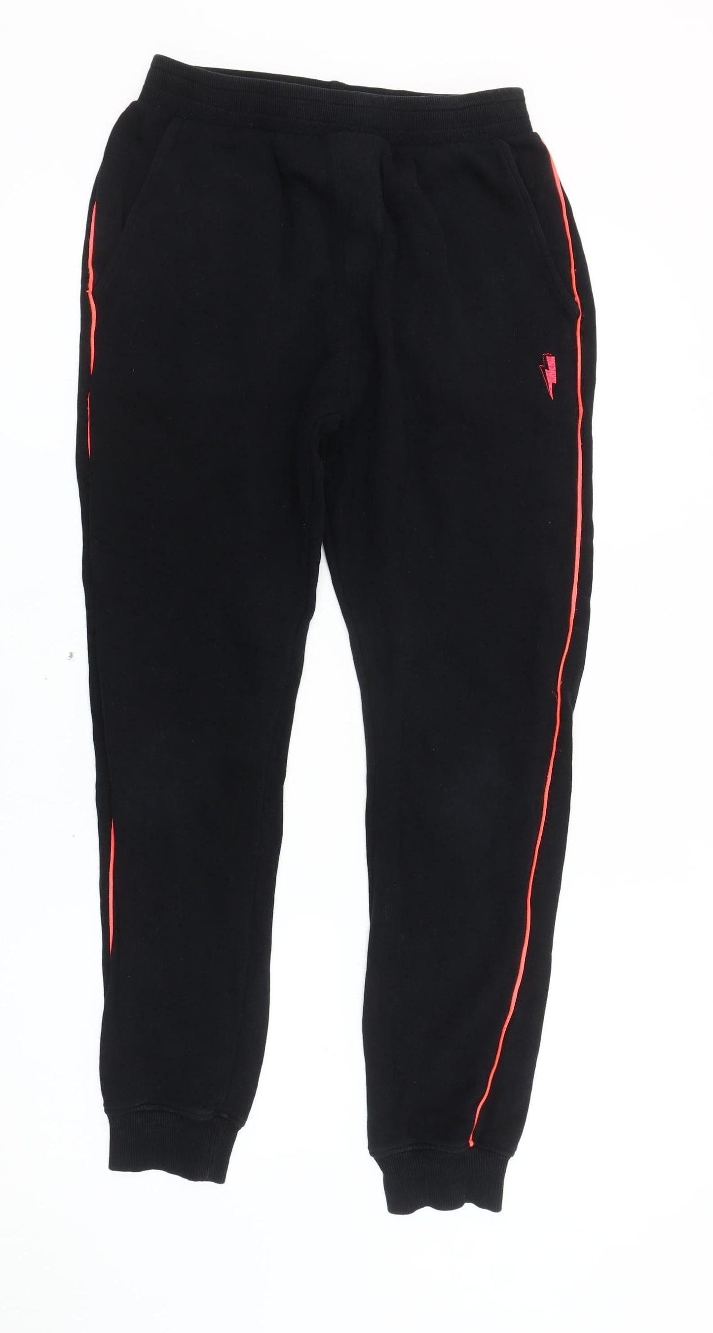 Scamp & Dude Women Black XS Jogger Trousers Cotton Side Stripe