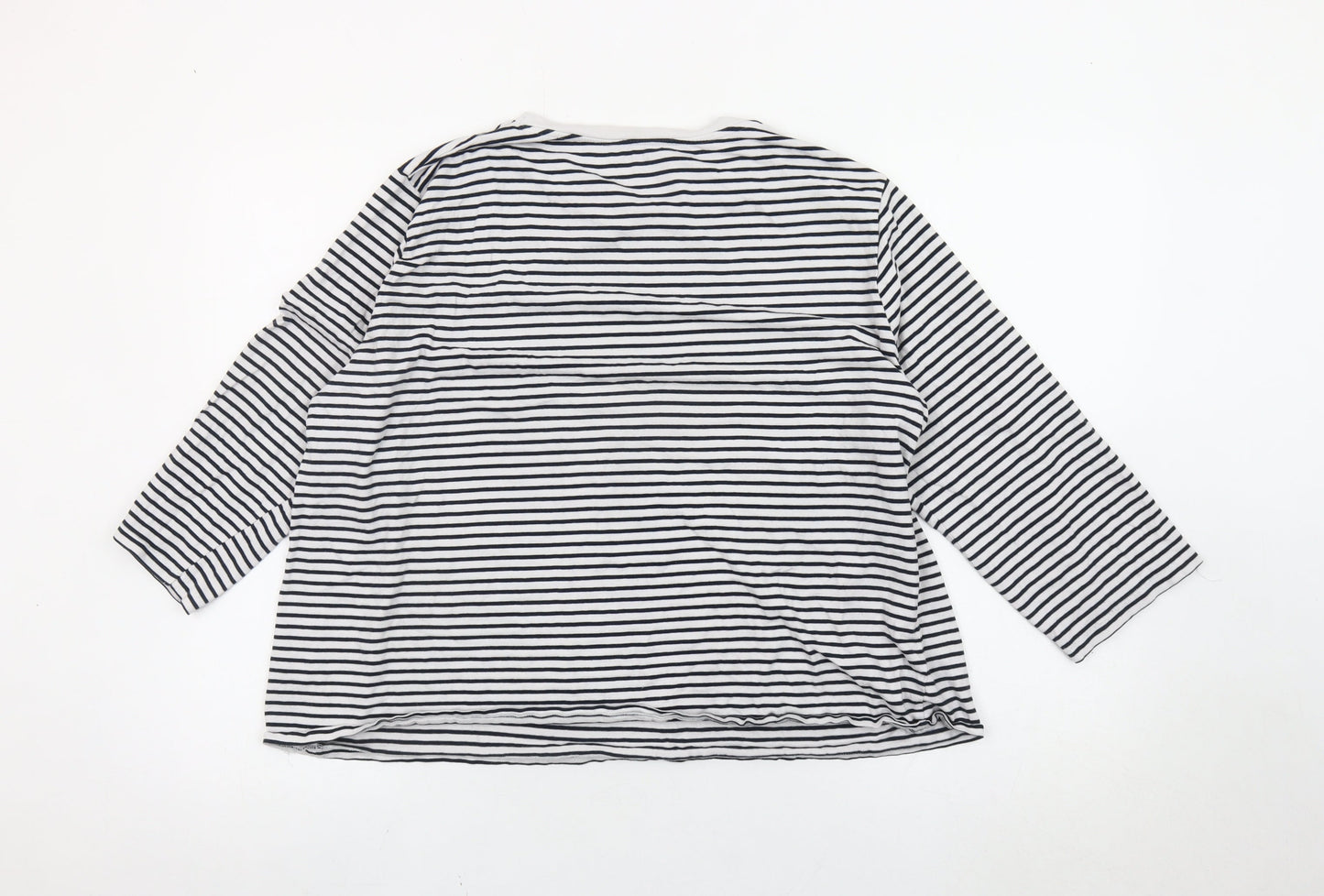 St. Bernard Women’s White Striped 3/4 Sleeve Cotton T-Shirt Size 24
