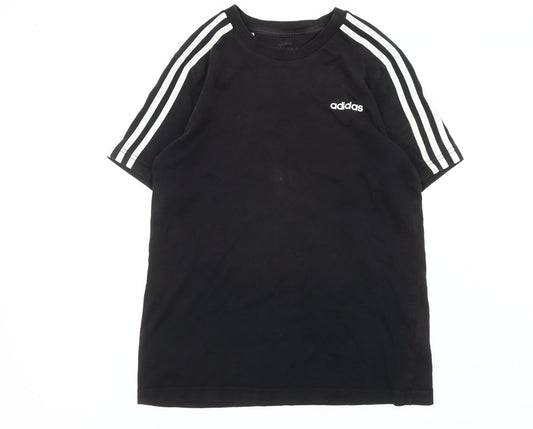 Adidas Boys Black T-Shirt 13-14 Years Short Sleeve Crew Neck Sports Top