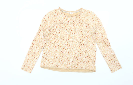 White Stuff Womens Beige Floral Long Sleeve Cotton T-Shirt UK 10