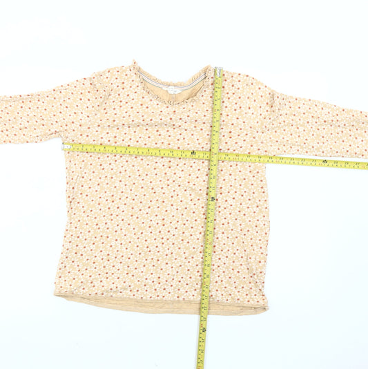 White Stuff Womens Beige Floral Long Sleeve Cotton T-Shirt UK 10