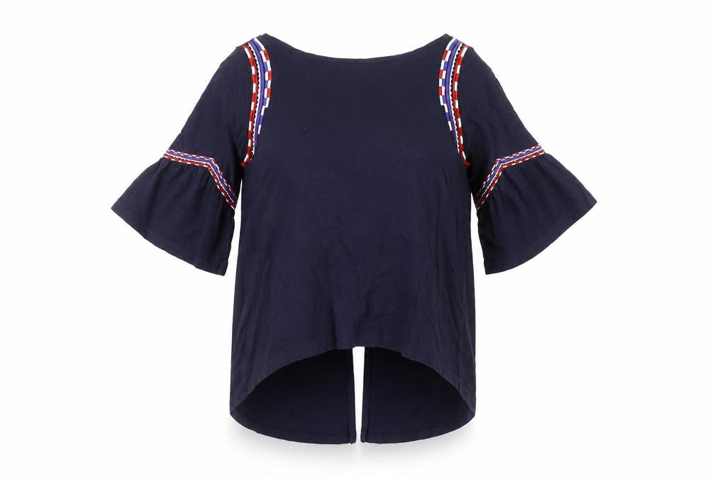 Marks and Spencer Womens Blue Size 12 Cotton Tunic Blouse