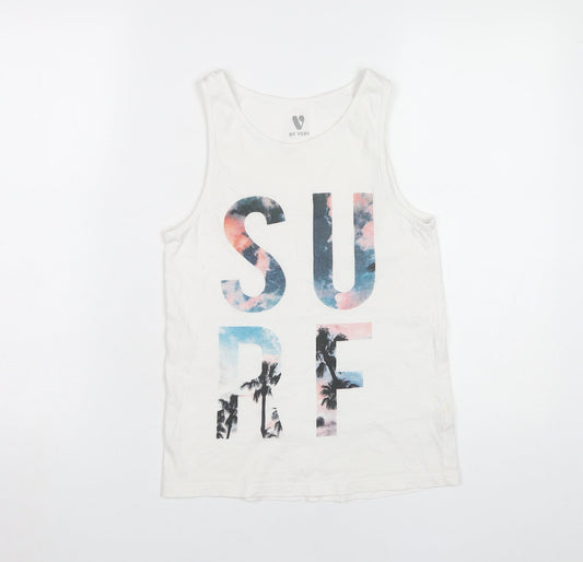 Very Boys White Surf Tank Top 11 Years Cotton Sleeveless Summer Tee