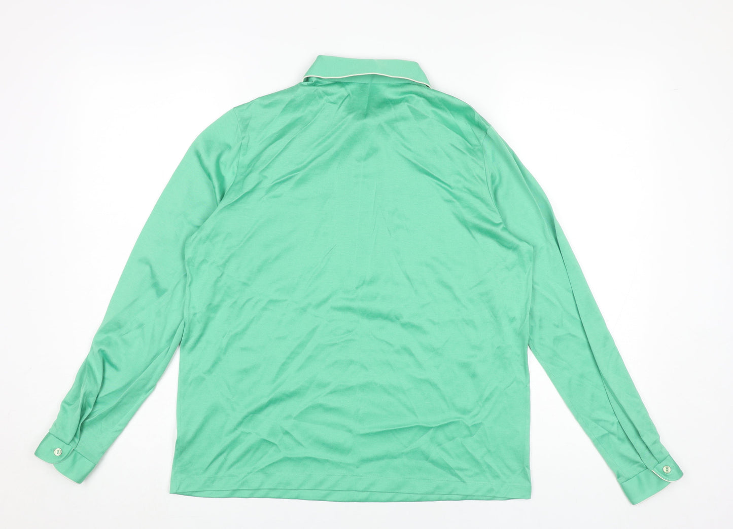 Bellino Womens Green Polo Shirt Size 16 Long Sleeve Vintage