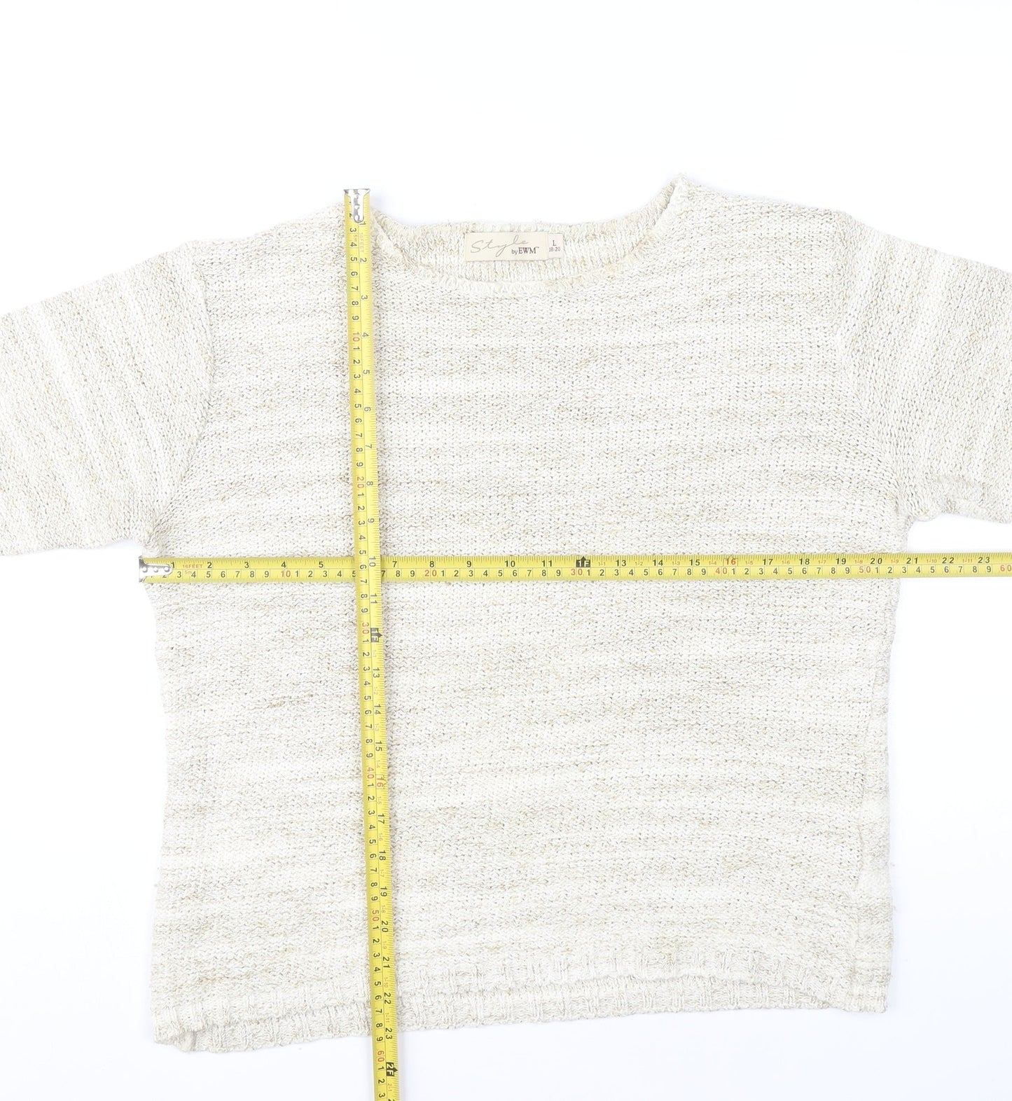 Style by EWM Women’s Beige Knit Pullover Jumper L 18-20