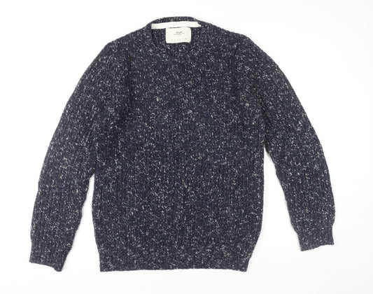 FCUK Mens Blue L Chunky Knit Crew Neck Pullover Jumper