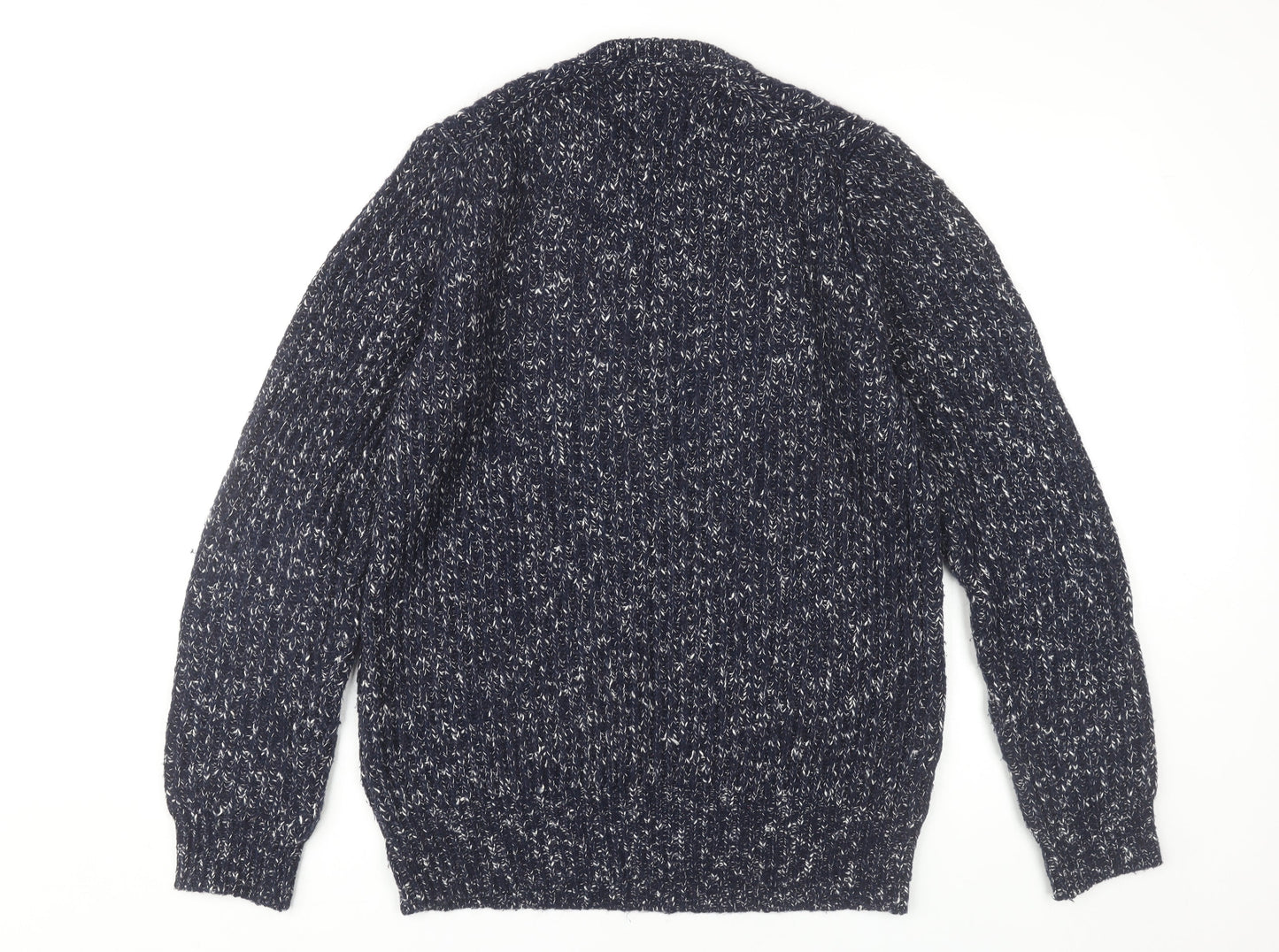 FCUK Mens Blue L Chunky Knit Crew Neck Pullover Jumper