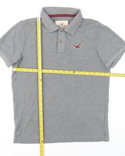 Hollister Men’s Grey Slim Fit Polo Shirt Size M Cotton Blend