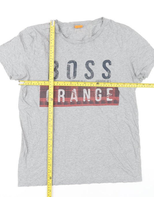 Hugo Boss Men’s Grey Cotton Graphic Logo T-Shirt Size S