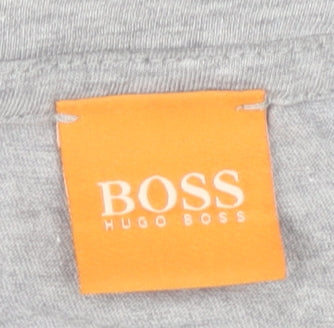 Hugo Boss Men’s Grey Cotton Graphic Logo T-Shirt Size S