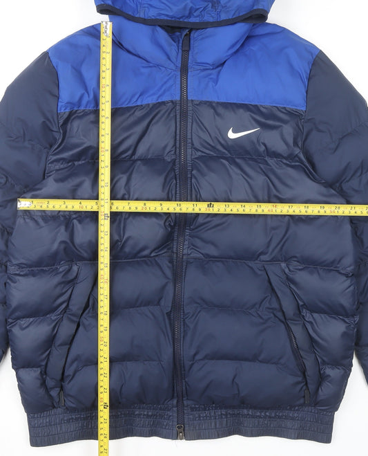 Nike Men’s Blue Hooded Puffer Jacket Size L Winter Casual