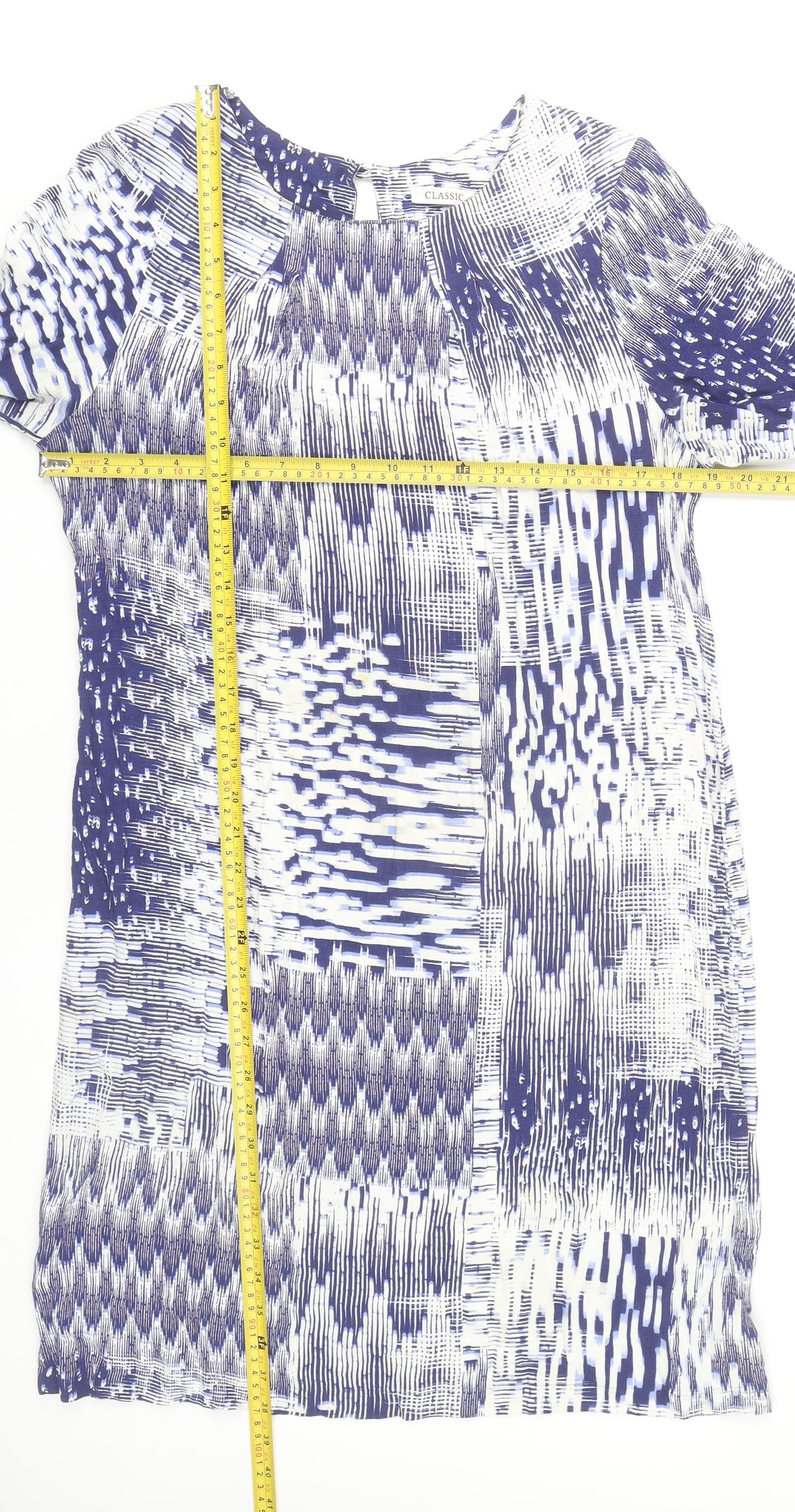 Marks and Spencer Womens Blue Geometric Shift Dress Size 14