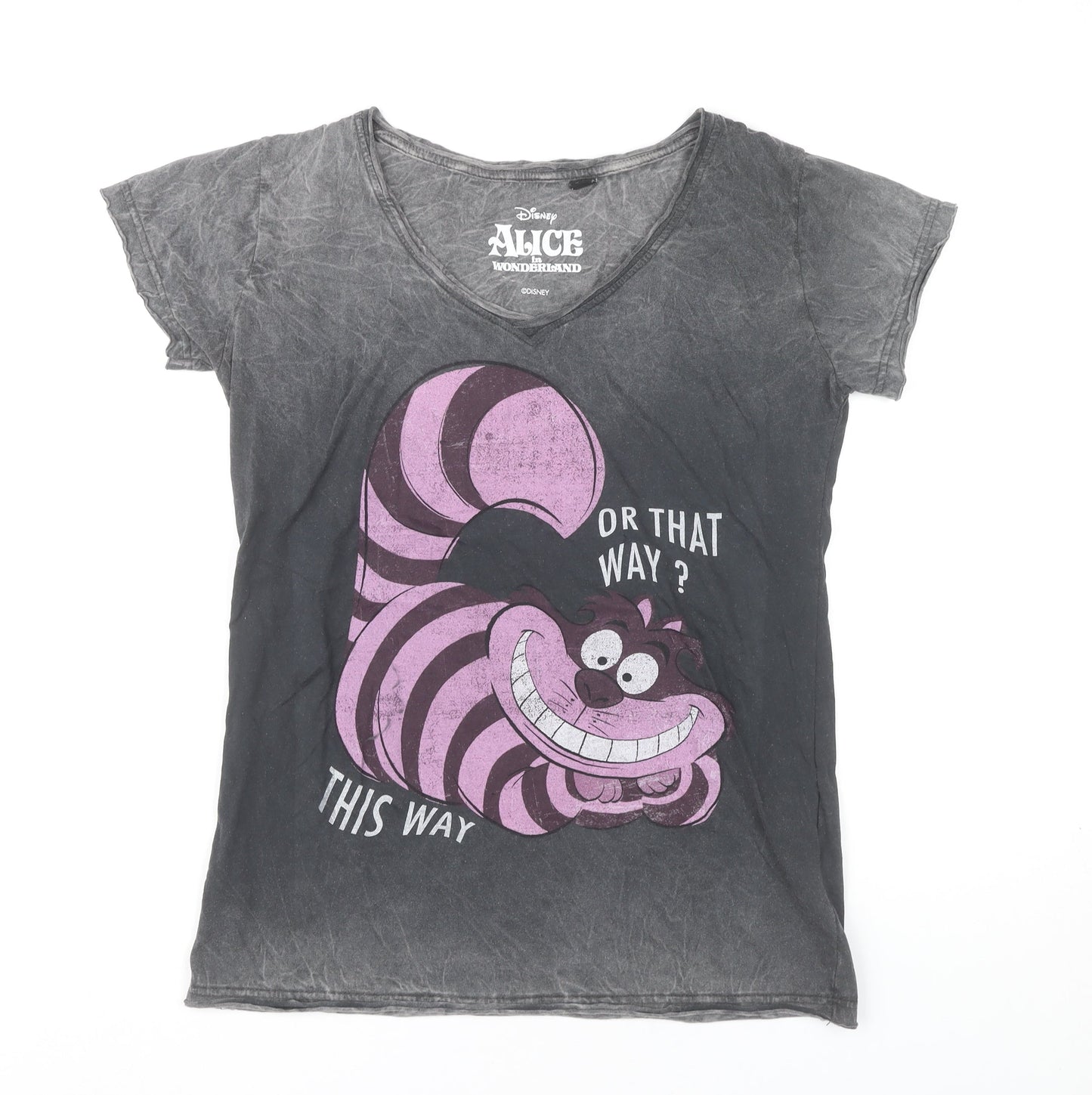 Disney Alice in Wonderland Womens Black M Cheshire Cat T-Shirt