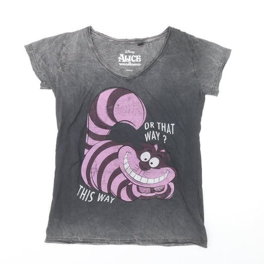 Disney Alice in Wonderland Womens Black M Cheshire Cat T-Shirt