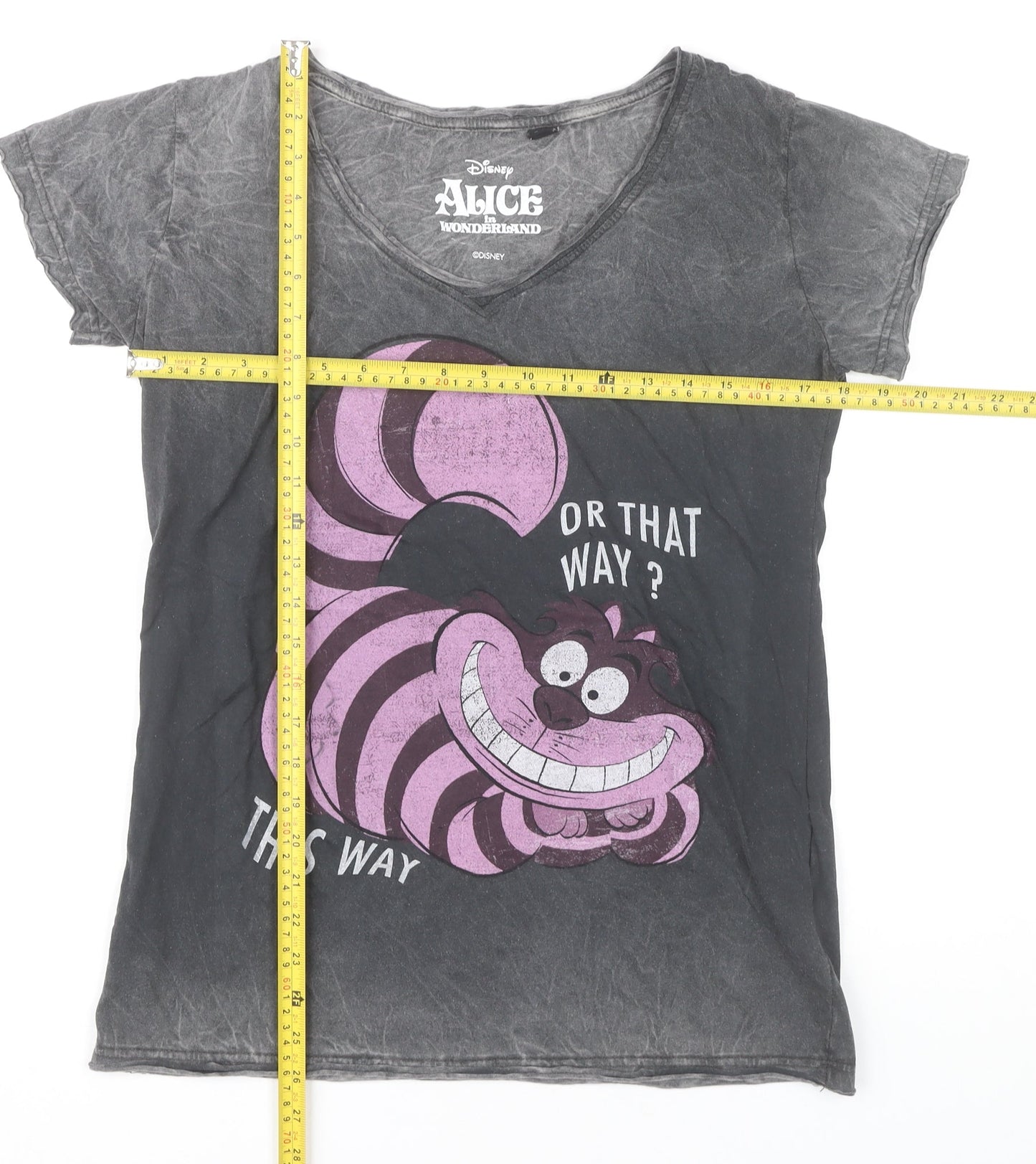 Disney Alice in Wonderland Womens Black M Cheshire Cat T-Shirt
