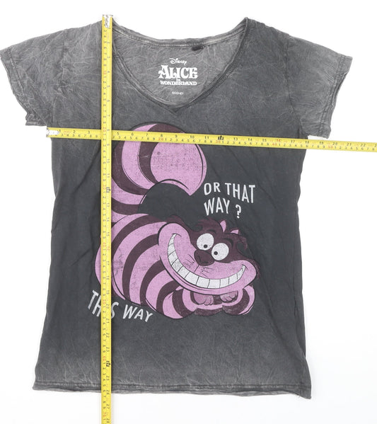 Disney Alice in Wonderland Womens Black M Cheshire Cat T-Shirt