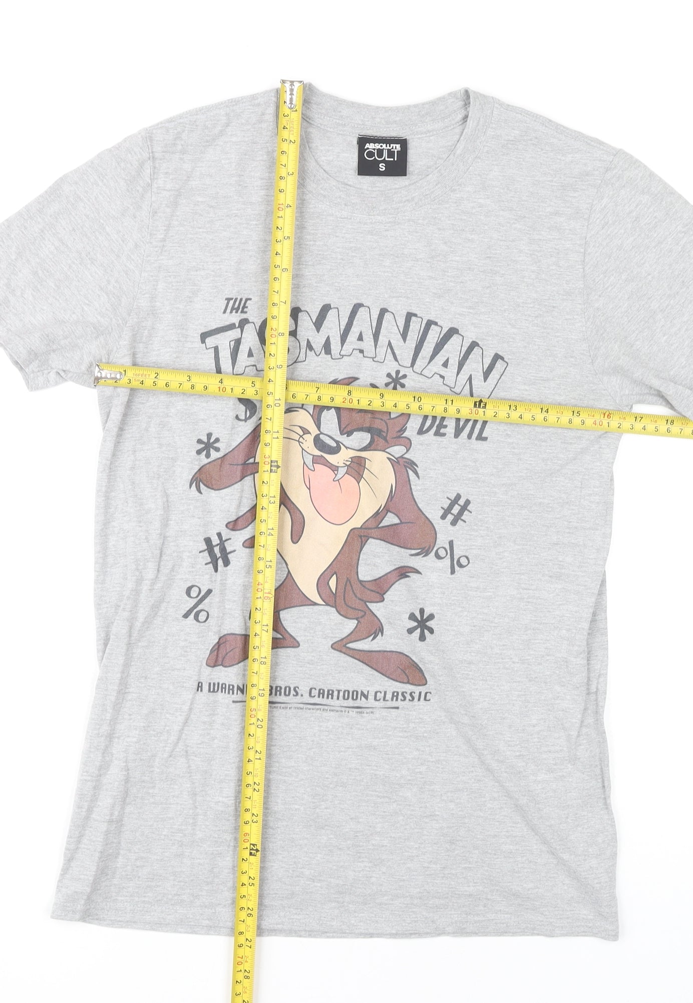 Absolute Cult Mens Grey Tasmanian Devil Cartoon T-Shirt Size S