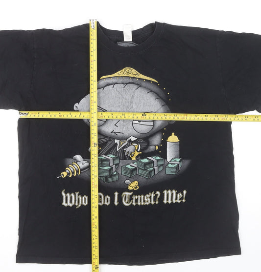 Family Guy Men’s Black L Stewie Graphic Cotton T-Shirt