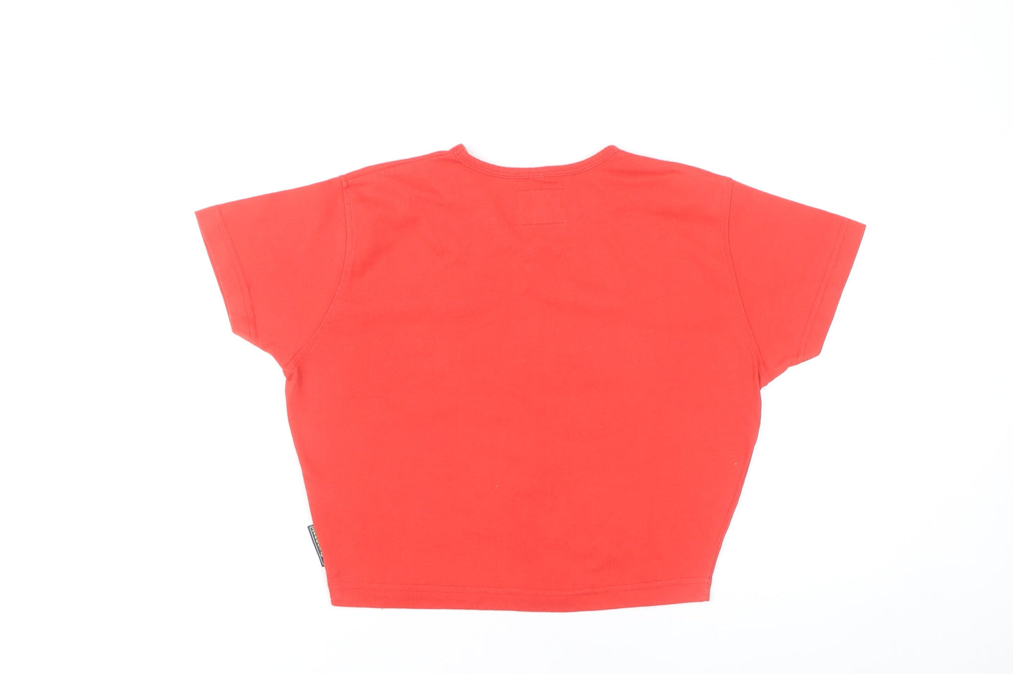 Reebok Womens Red Cropped V-Neck T-Shirt Size 12 Sports Style