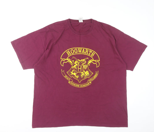 Harry Potter Men’s 2XL Purple Hogwarts Logo Graphic T-Shirt