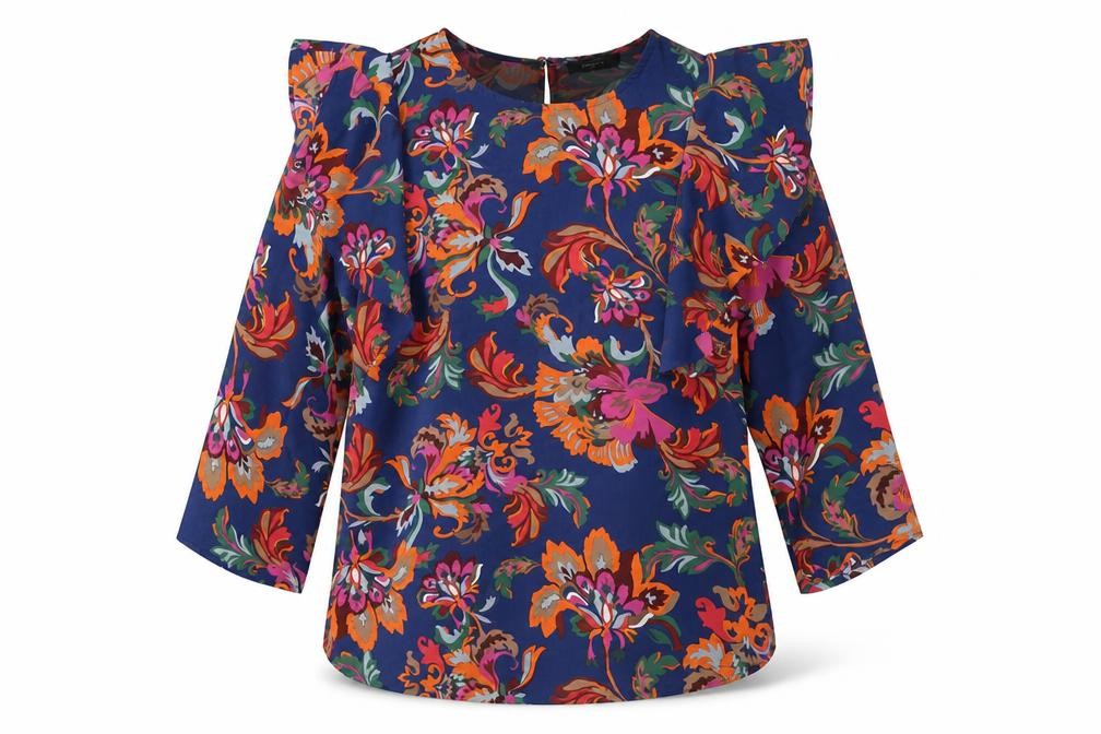 Papaya Womens Multicoloured Floral Blouse Size 10 Ruffle Tunic