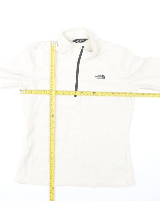 The North Face Womens White Fleece Sweatshirt Medium 1/4 Zip Pullover