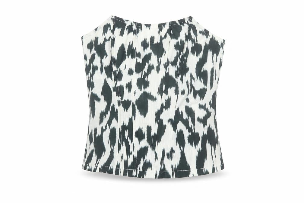 Missguided Women’s Black White Animal Print Halter Tank Top Size 8