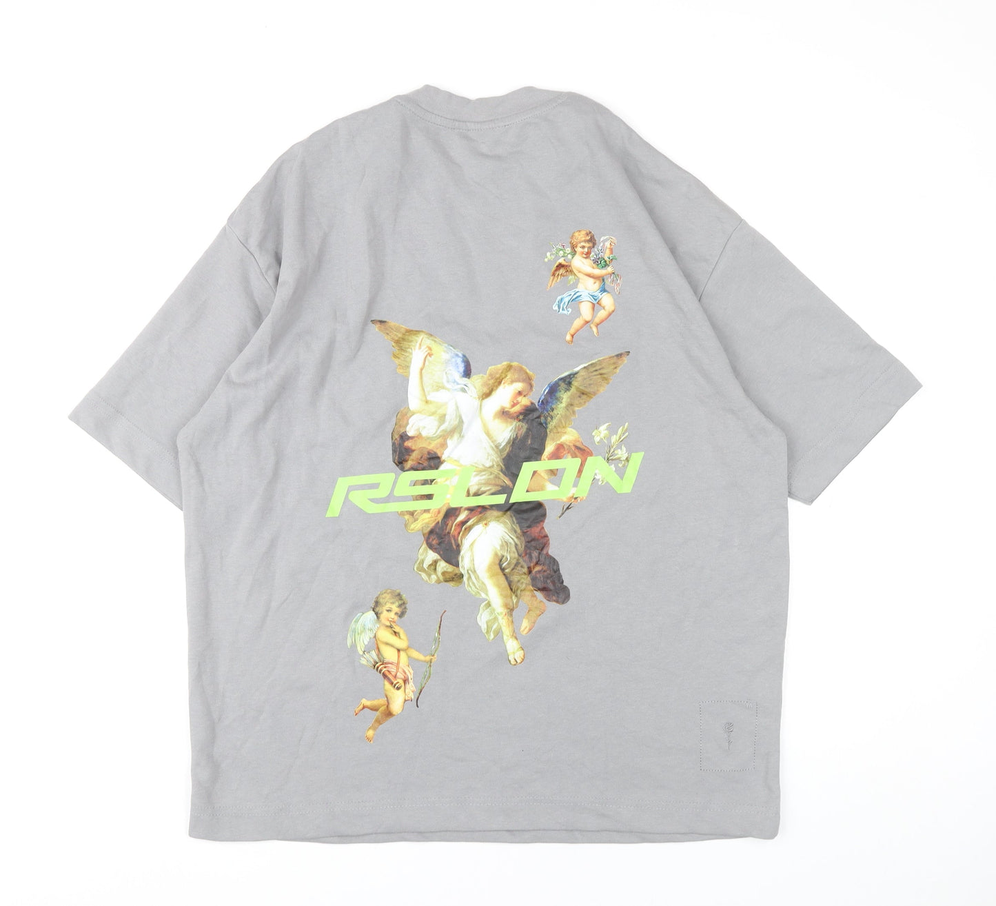 Rose London Unisex Grey Graphic Angel Print T-Shirt Size M