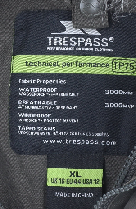 Trespass Womens Brown Parka Coat Size 16 Waterproof Hooded Winter Jacket