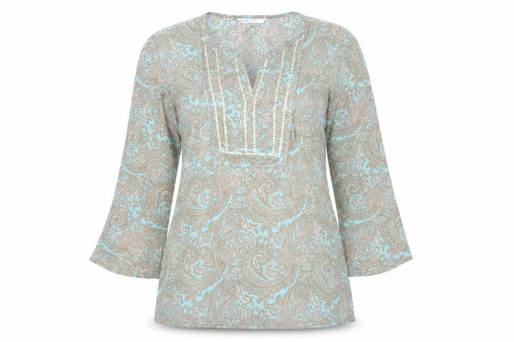 Papaya Women’s Multicoloured Paisley Beaded Tunic Blouse Size 12