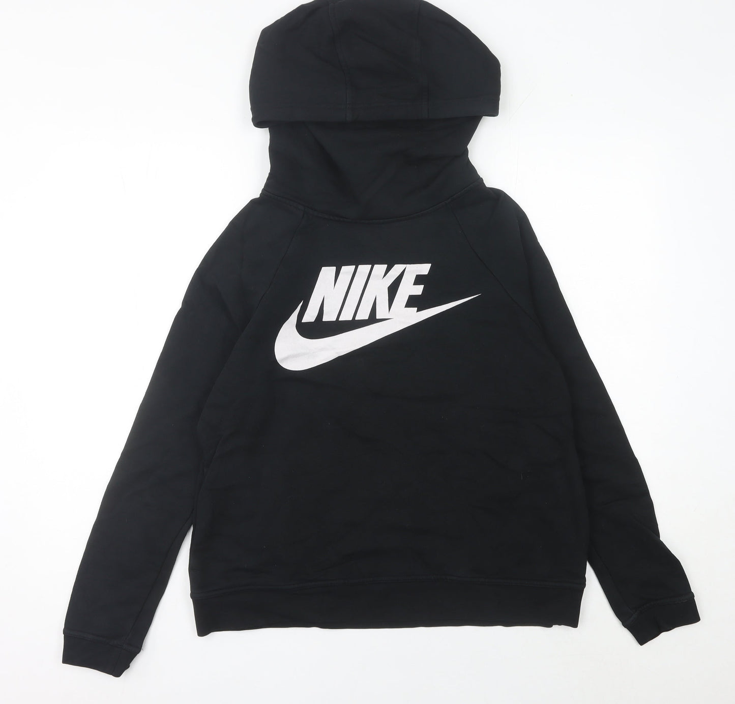 Nike Women’s Black Hoodie UK 12 Pullover Logo Cotton Blend