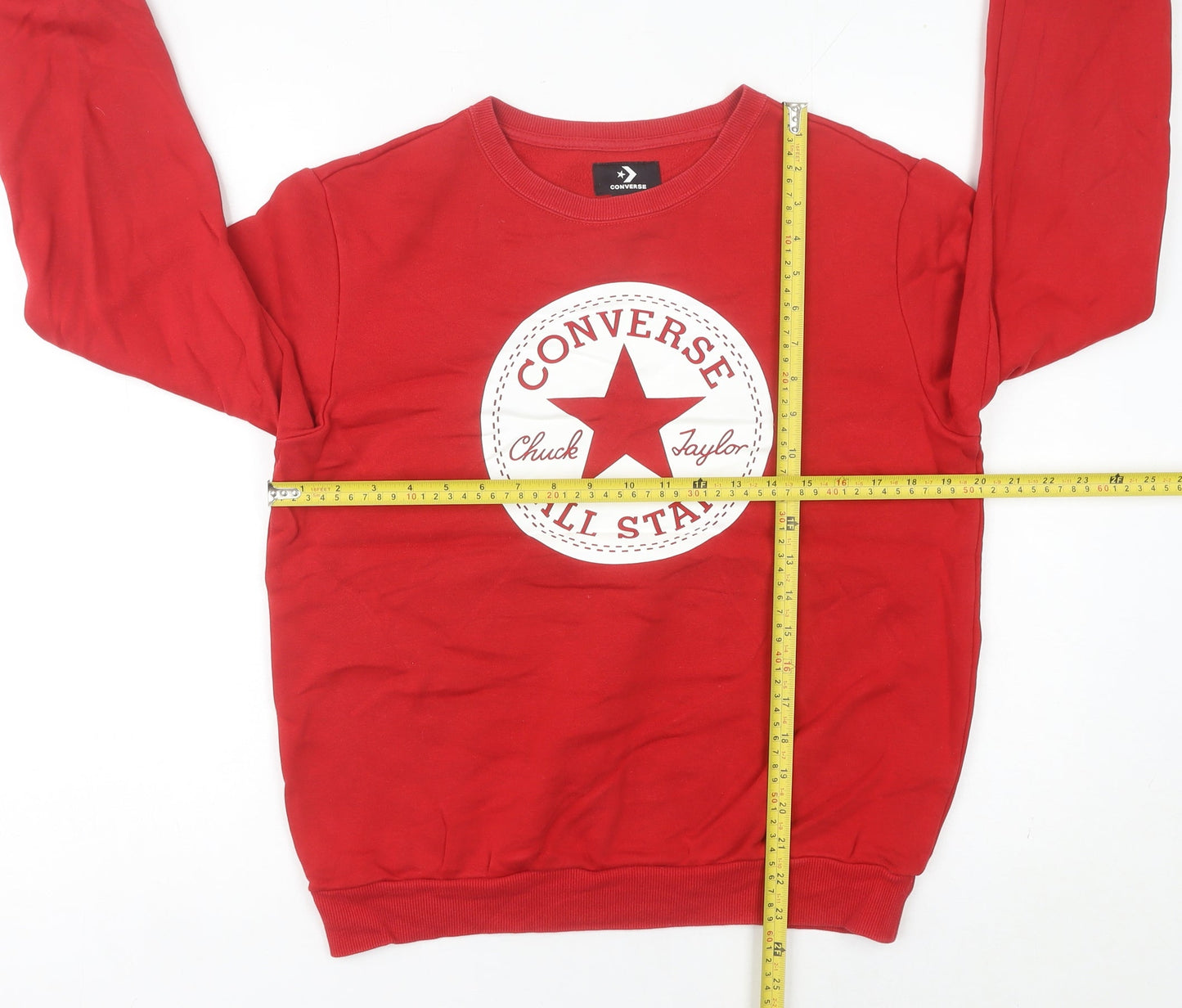 Converse Women’s Red Sweatshirt Size 6 Logo Print Pullover Crew Neck
