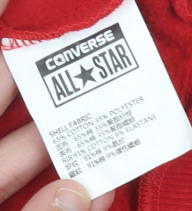 Converse Women’s Red Sweatshirt Size 6 Logo Print Pullover Crew Neck