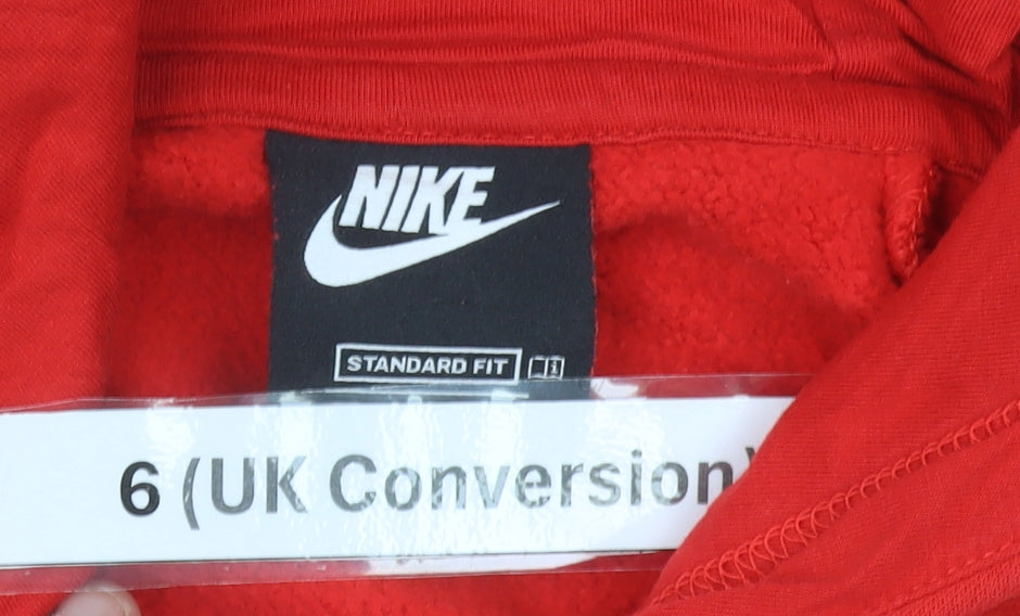 Nike Women's Red Hoodie Size 6 Cotton Blend Pullover Sweatshirt