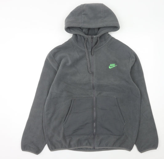 Nike Men’s Grey Fleece Hooded Full Zip Jacket Size M Sportswear