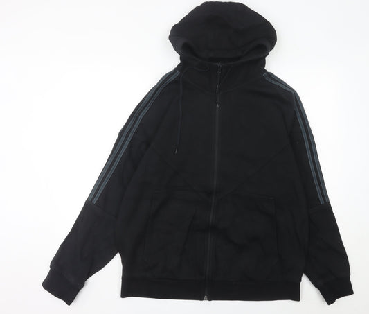 Adidas Men’s Black XL Full Zip Hoodie Cotton Blend Sportswear